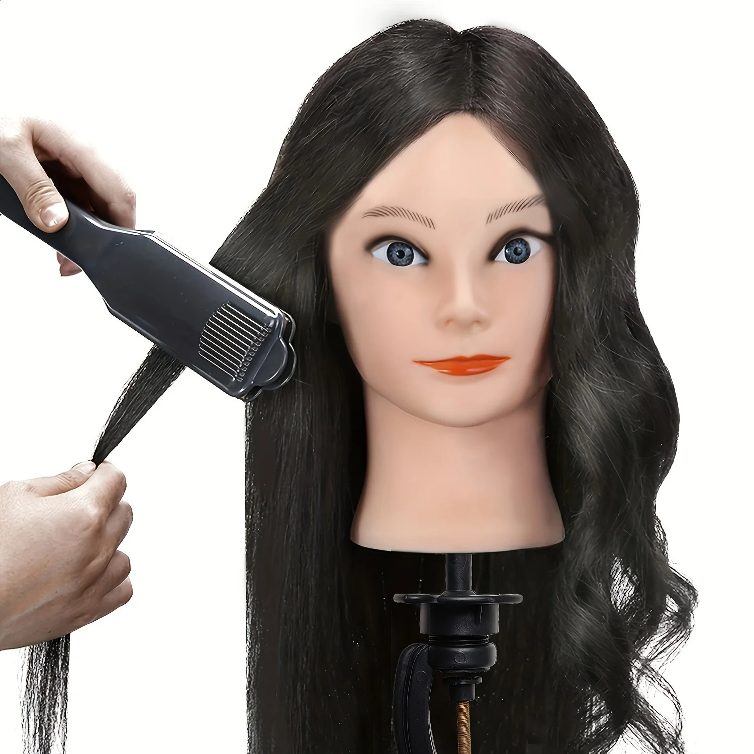 100% Real Hair Mannequin Head for Hairdresser Training and Practice-Perfect for Professional Use 250529