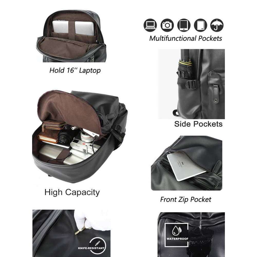 Men Leather Laptop Large Antitheft Travel Backpack High Quality Fashion Knapsack Bags for Male