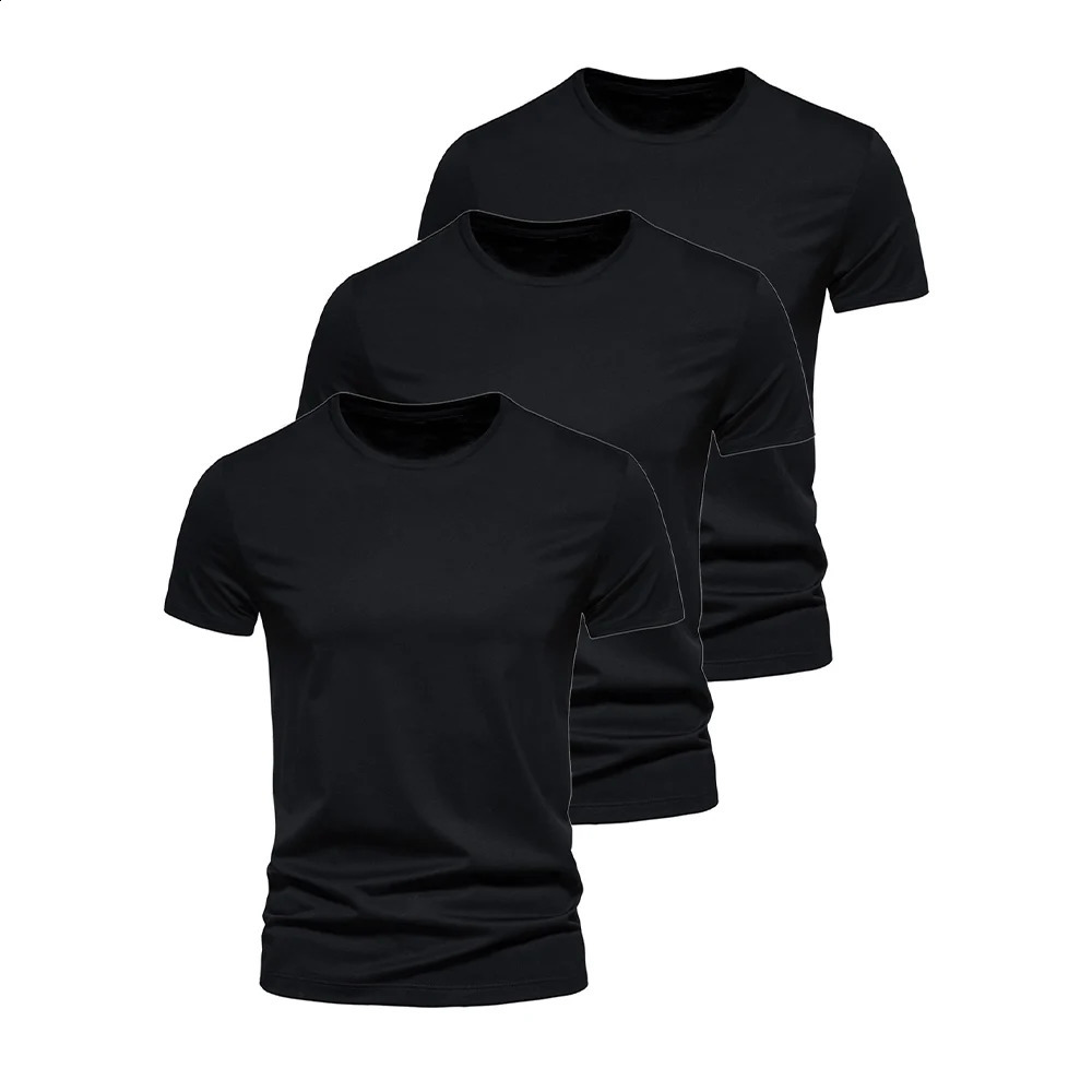 3Pcs Men T-shirt O-neck Fashion n Slim Fit Soild T-shirts Male Tops Tees Short Sleeve T Shirt For Men 250530