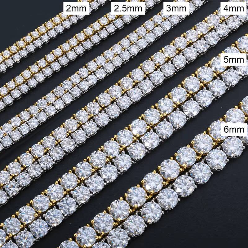 Premium Hip-Hop Jewelry Platinum Plated Sterling Sier VVS Moissanite Iced Out Men's and Women's Tennis Chain Bracelet
