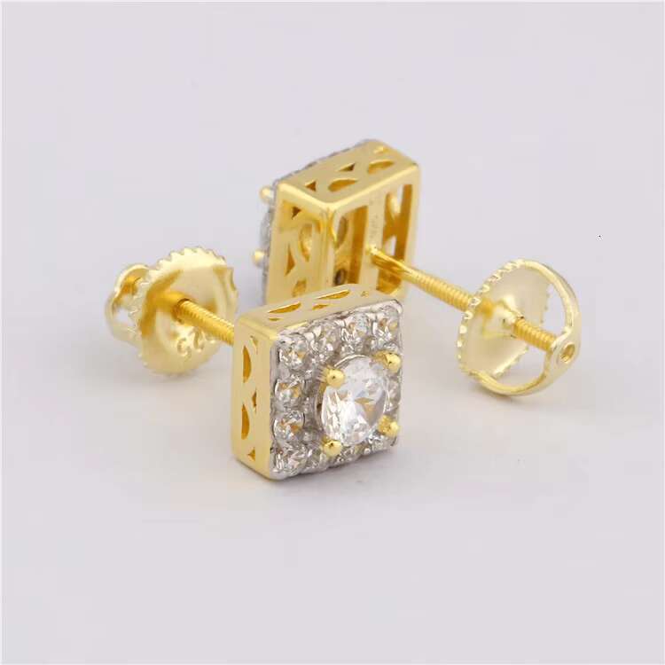 Hot Selling VVS Moissanite Diamond Stud Earrings Cubic Square Design Passed Test Screw Back 925 Silver Moissanite Stud Earrings