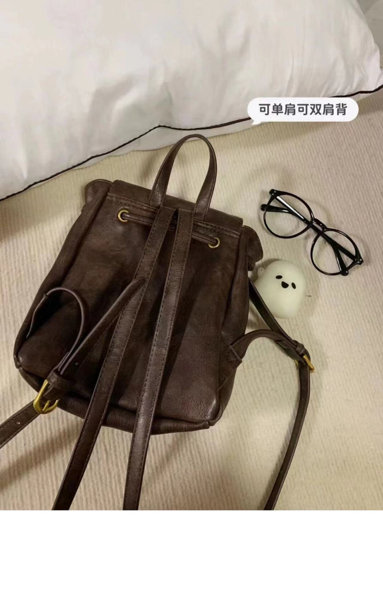 designer 2025 New Korean Style Retro Brown Backpack for Female Students Small School Bag Ins Xiaohongshu Outdoor Travel Backpack