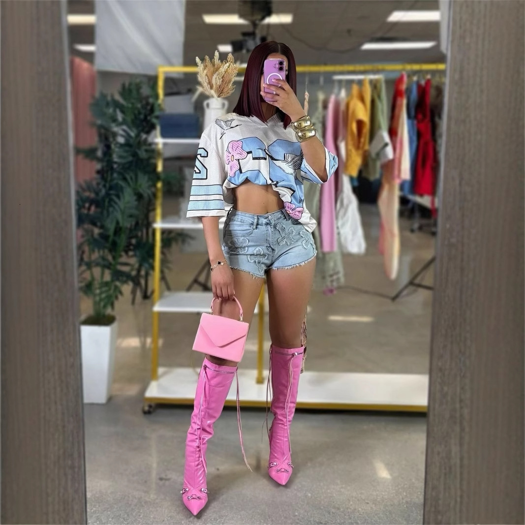 Designer T Shirt European And American Summer New Women S Fashion Cross Border Trade V Neck Short Sleeve T Shirt With Number Print Top Essentials Summ