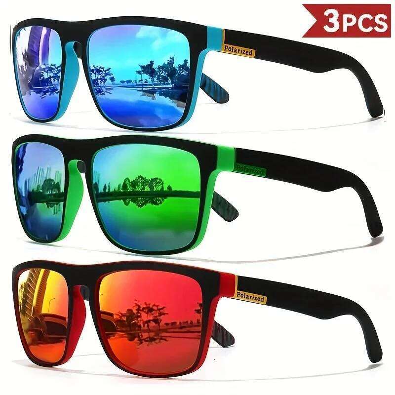3PCS Fantasy cool classic polarized square fashion glasses for men and women outdoor sports party vacation travel driving fish designer bag