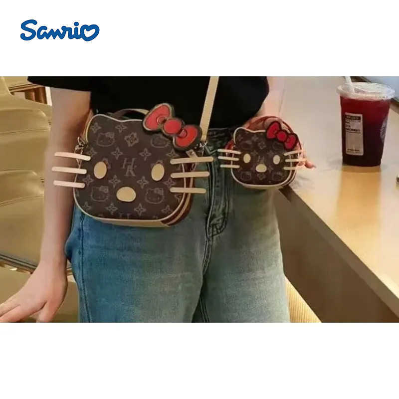 Sanrio Hello Kitty Bag Embroidery Cute Handbag PU Crossbody Bag Cartoon Travel Portable Chain Crossbody Wallet Fashion Versatilew250602