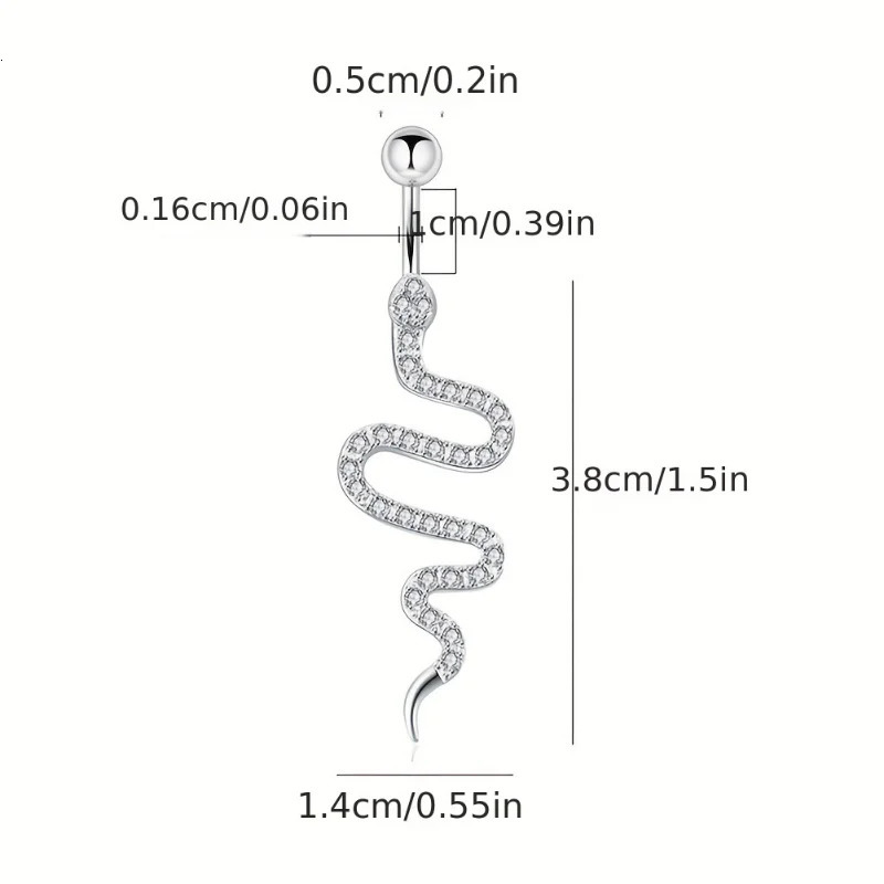 Fashion Shiny Snake Flower Zircon Pendant Stainless Steel Belly Button Ring Beautiful Navel Piercing Body Piercing Jewelry 250530
