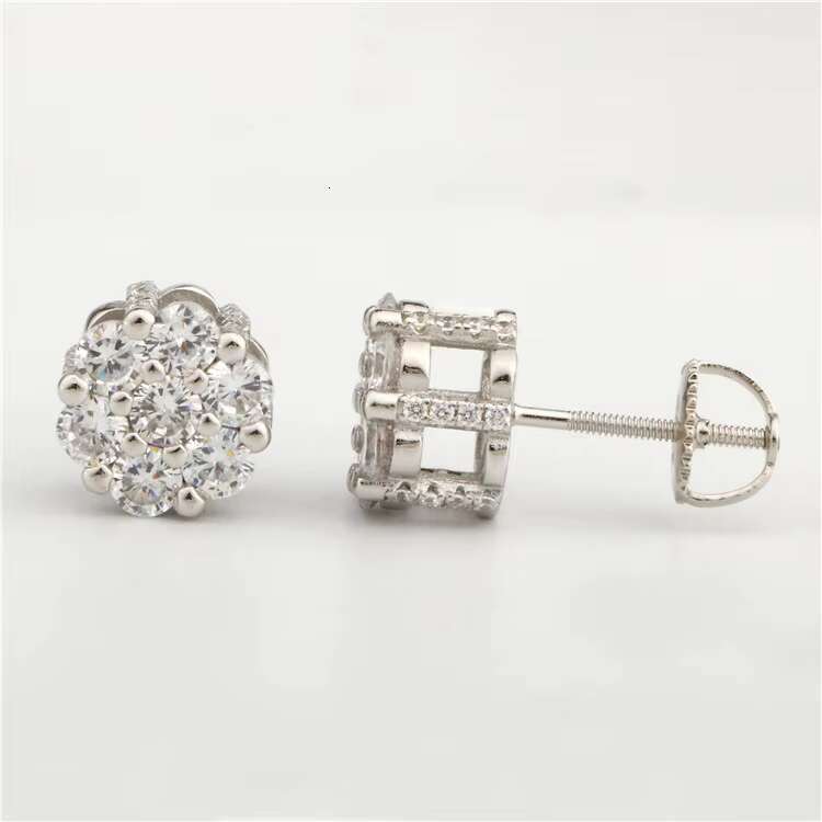 New Arrival 925 Sterling Silver Moissanite Diamond Stud Earrings Hip Hop Jewelry Trendy New Style Vvs1 Moissanite Earrings