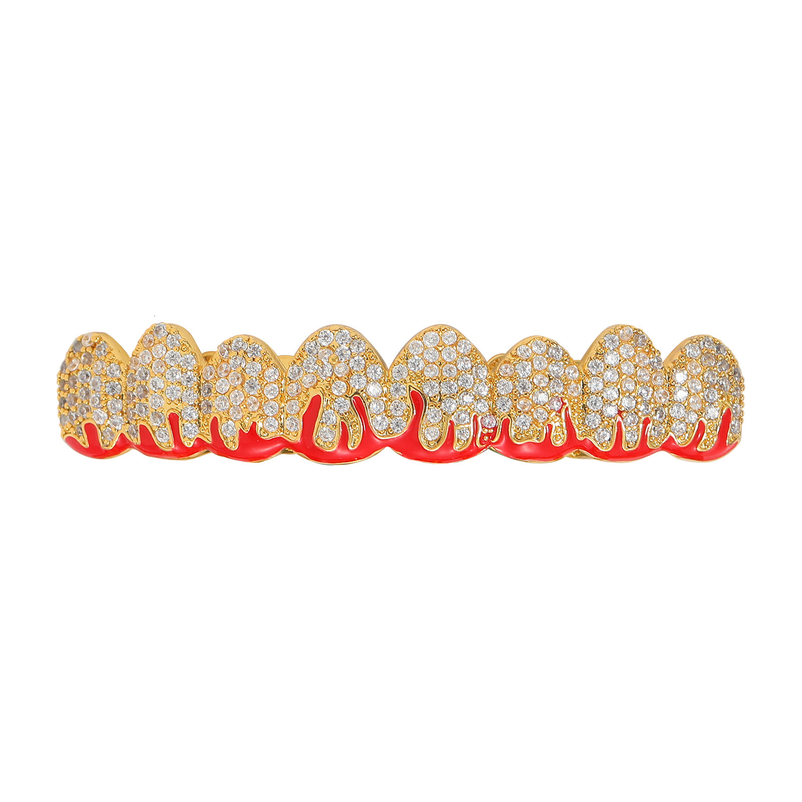 New Hip Hop Bracelet Eight Teeth Red Flame Bracelet Moissanite Personalized Halloween Dress up Accessory moissanite