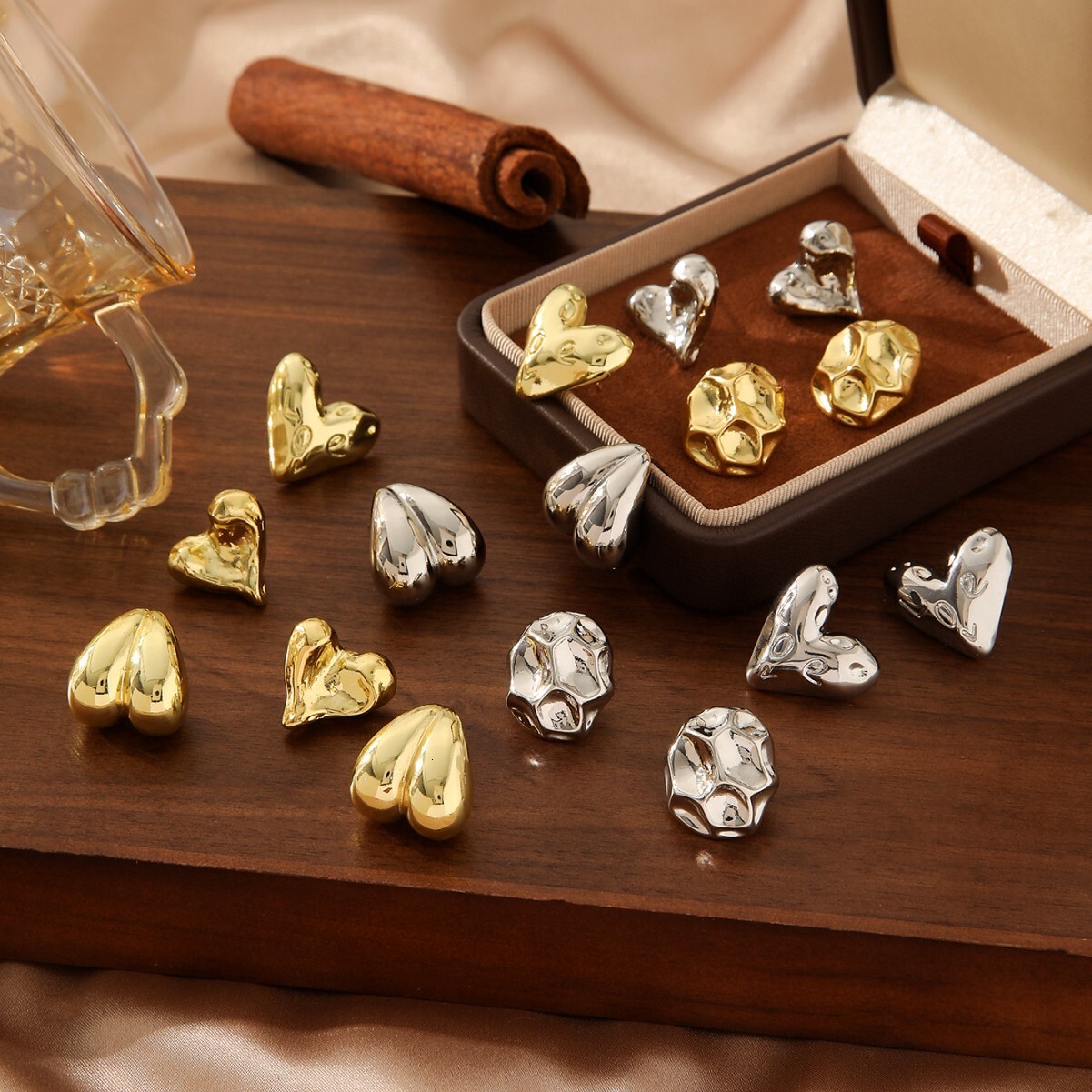 Titanium Steel Design Sense 3D Peach Heart for Women Non-Fading Gold-Plated High-End Earrings