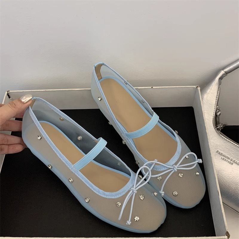 Designer Heels and Ballet Flats Elegant Princess Shoes with Butterfly Knot Fashionable Net Design Soft Sole and Sparkling Rhinestones Perfect for Any 