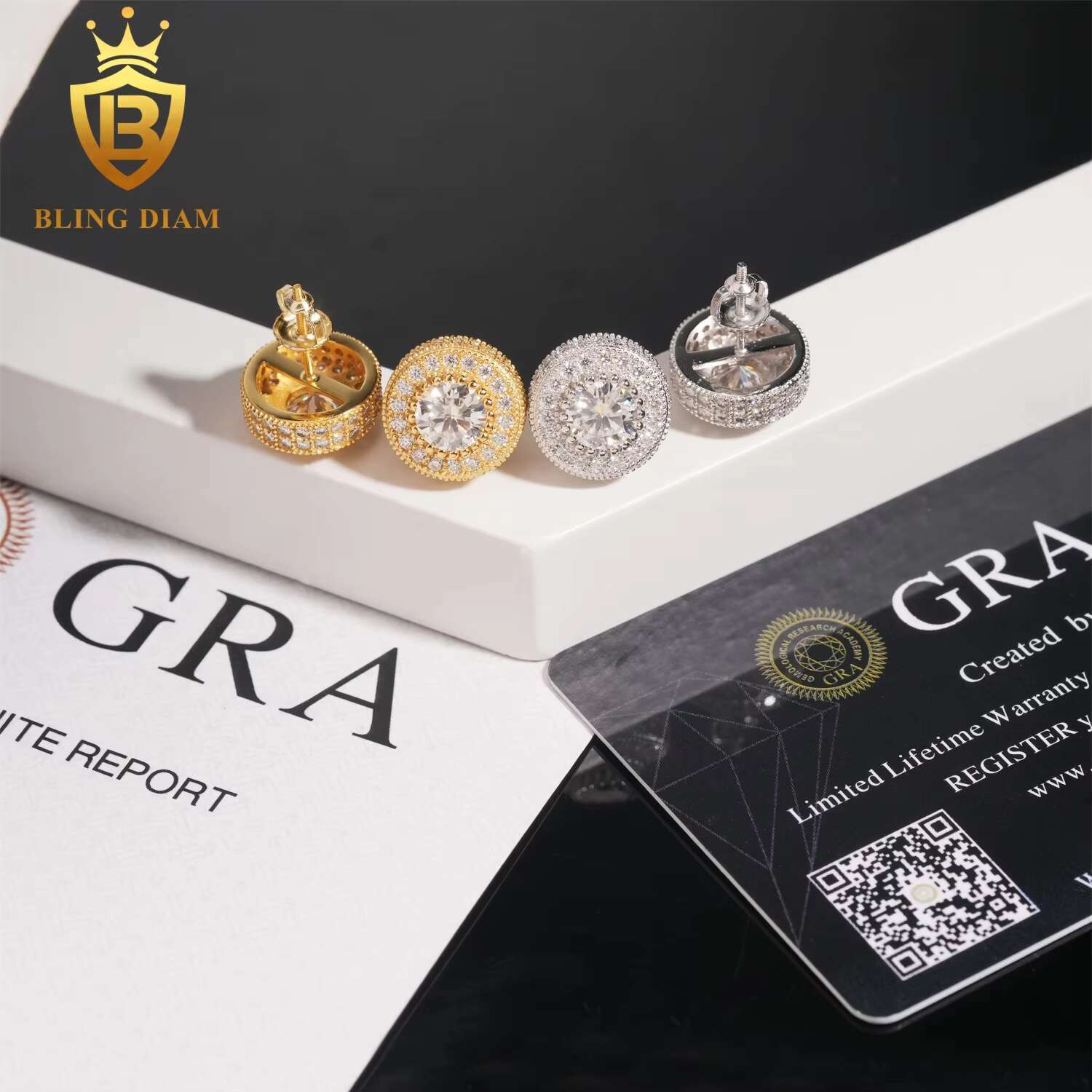 Factory Wholesale Price 925 Silver Earrings Iced Out Vvs Moissanite Earring Round Cut Diamond Fine Jewelry