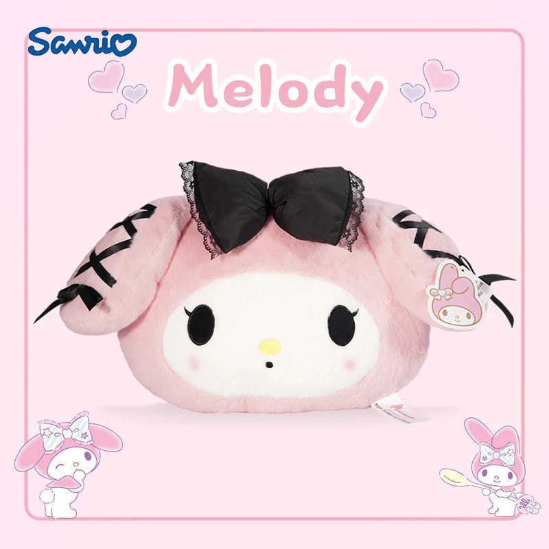 Sanrio Aoger 30cm Genuine Kawaii Kuromi My Melody Cartoon Sleep Throw Pillow Doll Stuffed Animal Plush Back Cushion Toy For Giftw250602