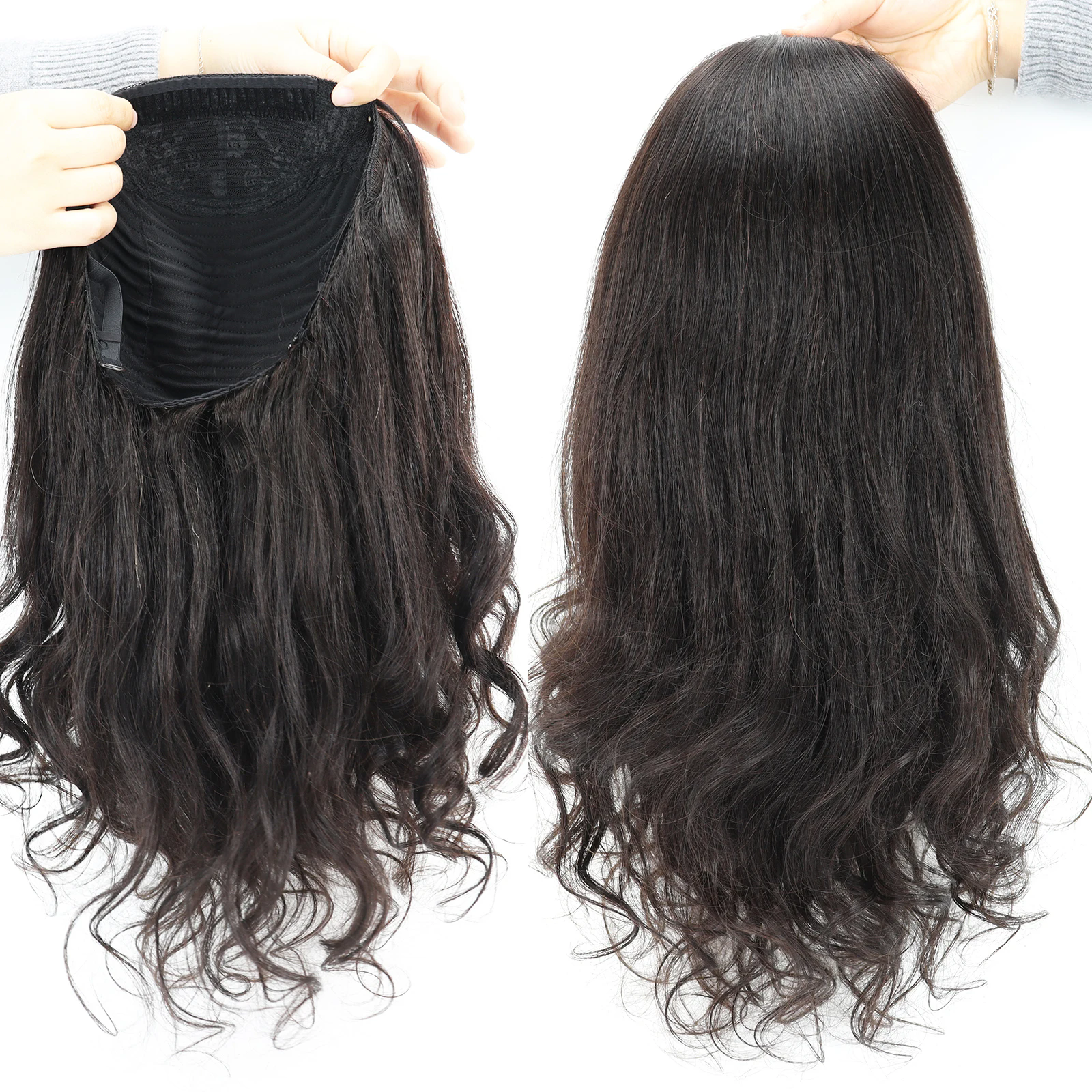 Remy Human Hair Half Wig for Women Body curl Glueless Full Machine Wig 3/4 Wig Peruvian Hair