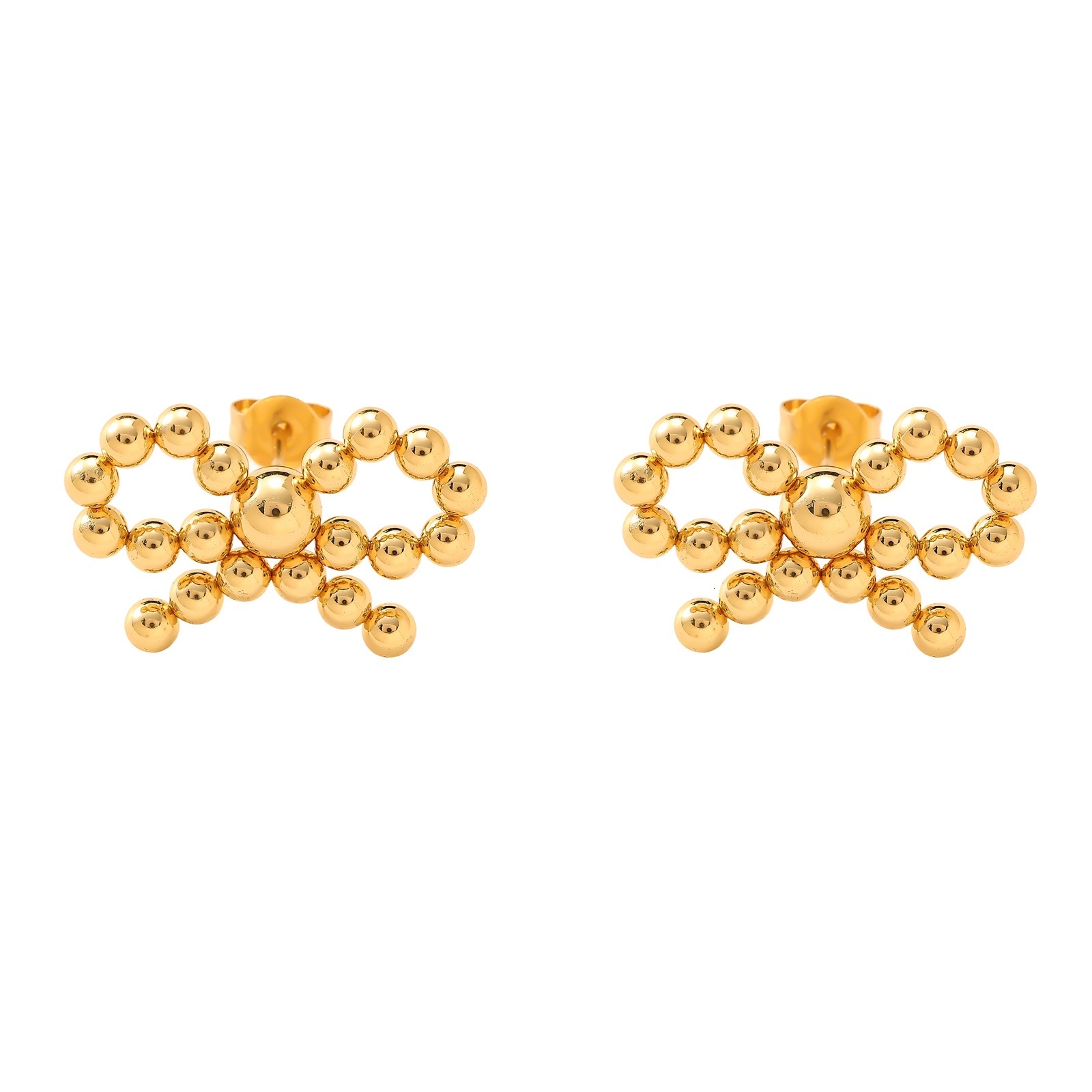Gold Beaded Bowknot Ins Light Fashion Sense Earrings