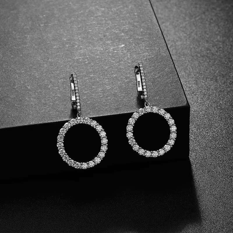 Wholesale Moissanite Jewelry square Water Drop Circle Moissanite Hoop Earrings with GRA S925 Silver Jewelry for Women