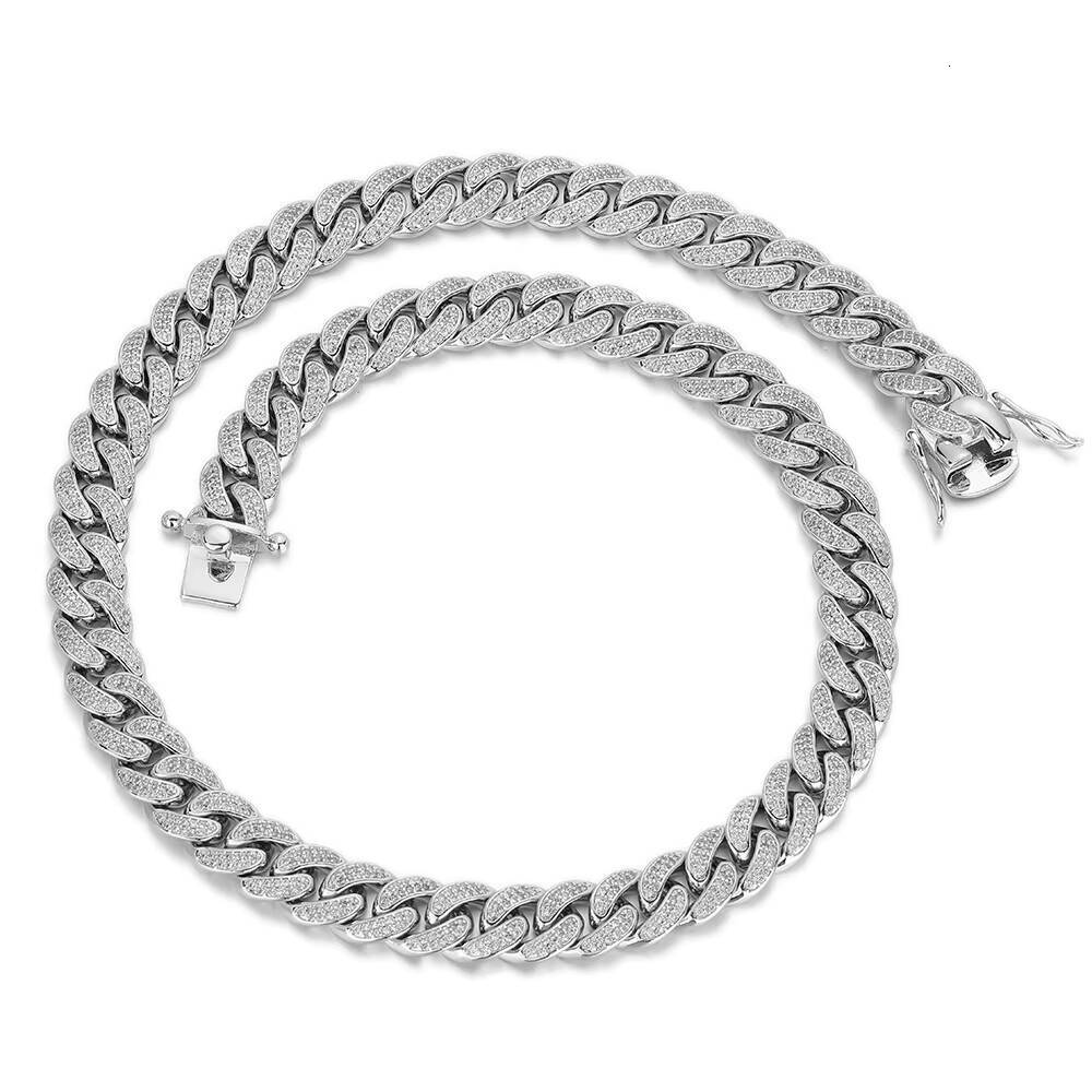12mm 2 Rows Hip Hop Iced Out Zirconia Collar De Candena Cubana Eslabones Cubano Necklace Miami Cuban k Chain for Men Women