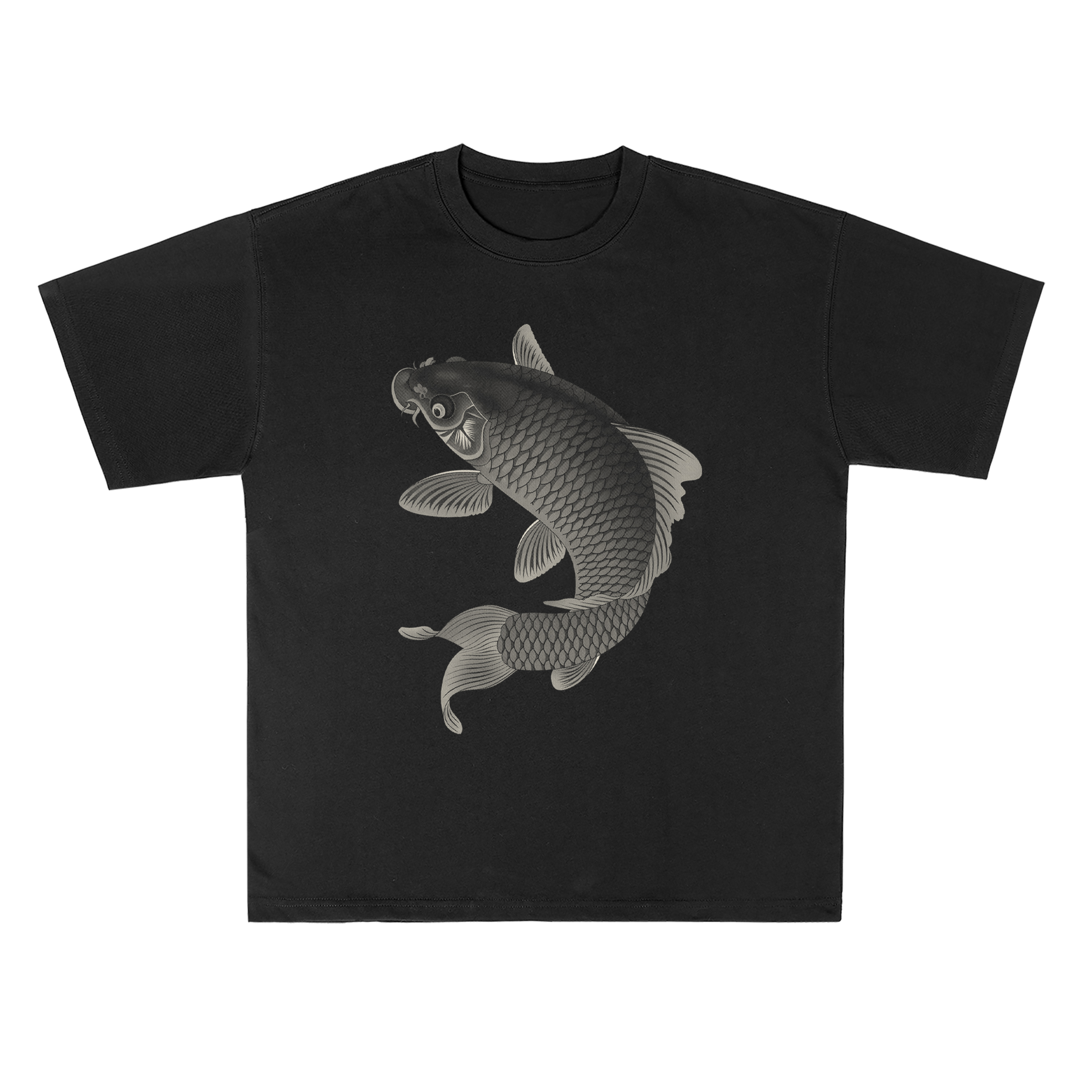 T-shirt men's top designer cotton T-shirt koi fish short sleeved clothing high-quality fashionable T-shirt