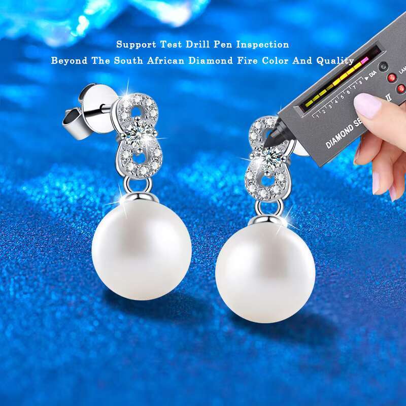 Natural Freshwater Pearl Stud Earrings Womens Moissanite Earrings Jewelry Fashion Luxury