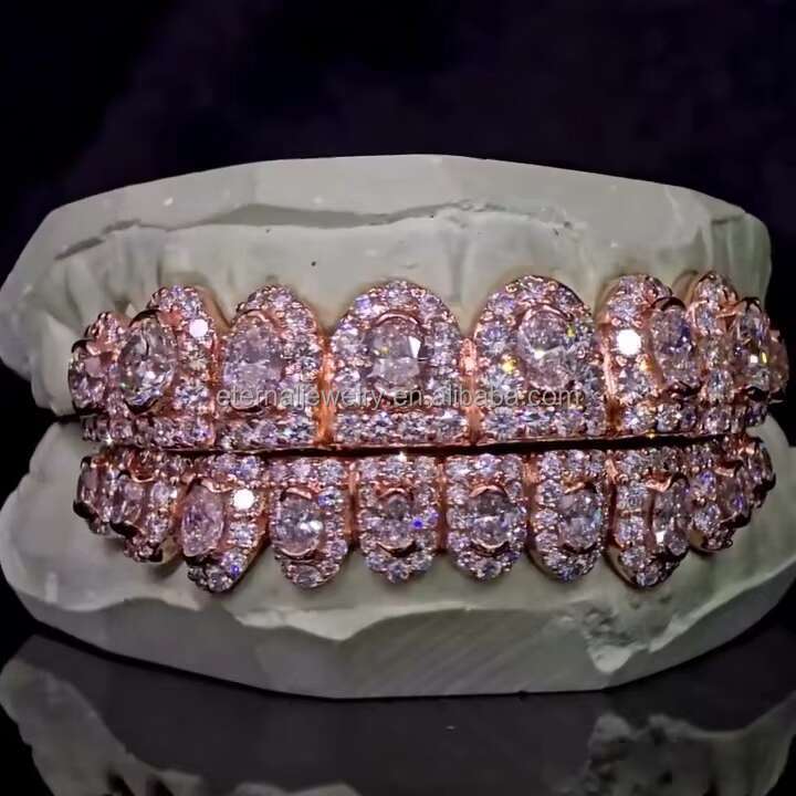 Flawless BBHoneymoon Set Diamond Rose Gold Factory Custom Top10 Bottom 10 S925 Silver D VVS Moissanite Diamond Teeth Grillz