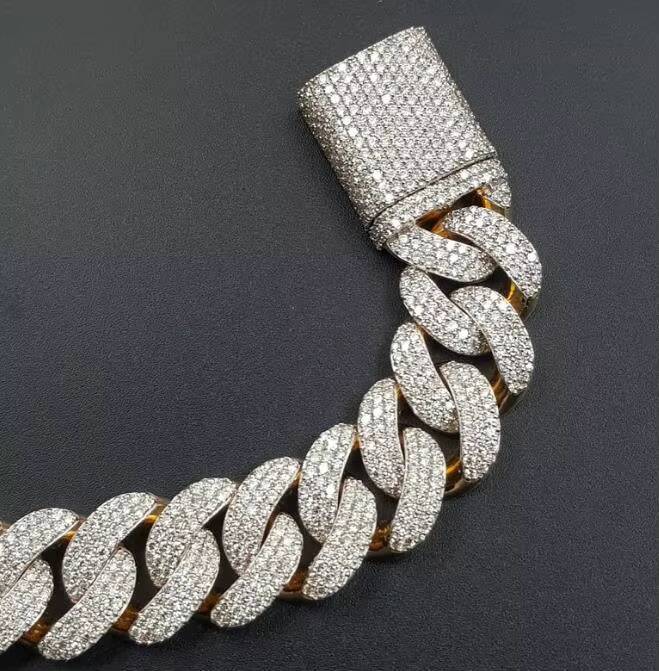 Miami Bracelet Soild 14k Gold Heavy Hip Hop Jewelry 18mm Silica Bar Cuban Chain
