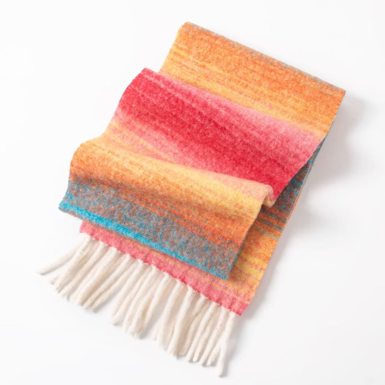 T865 autumn scarf sheep wool high-grade men and women all-match thickened autumn and winter plaid stitching gradient scarf