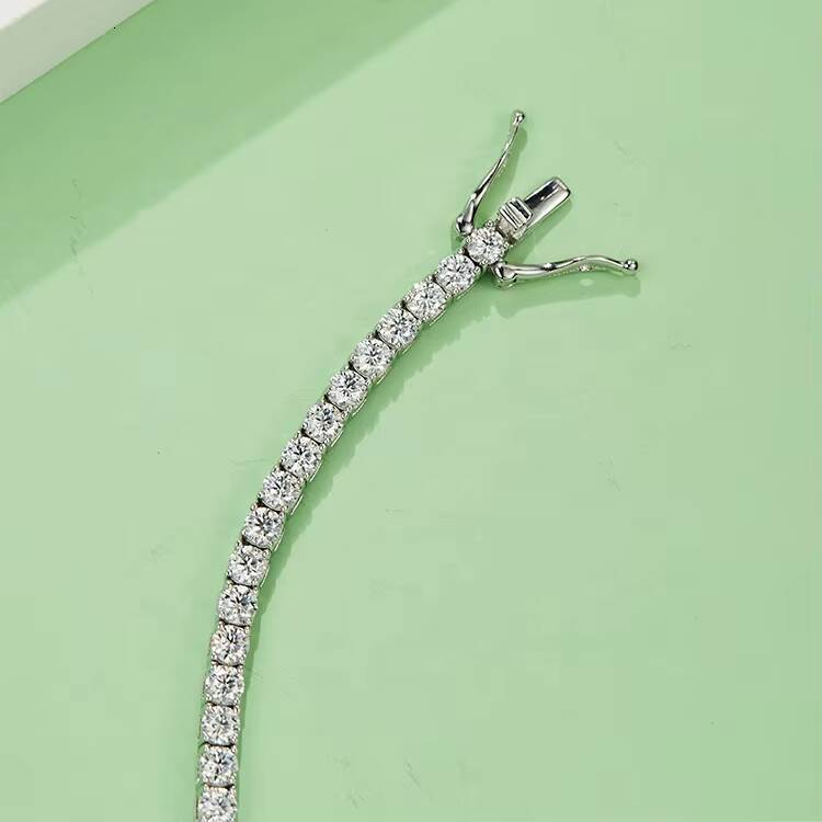 fashion Jewelry 3mm 4mm 5mm DEF Sterling Sier white Gold Plated Moissanite Tennis Bangle Bracelet
