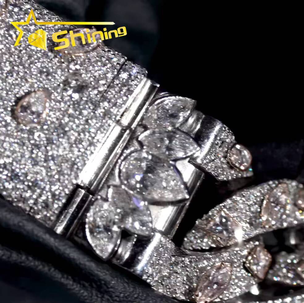 New Design Fashionable Personal Men's Jewelry 18mm S Iced Hip Hop Fancy Cutting Laboratory Carbon Silica Miami Cuban Chain