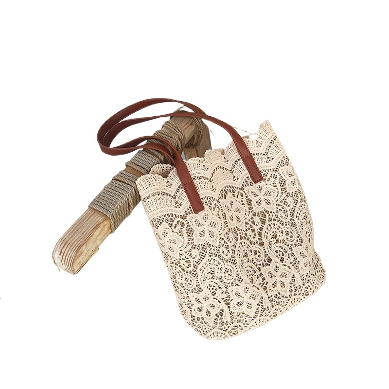 designer New Summer Korean Style Lace Woven Bag for Women Large Capacity Shoulder Bag Tote Bag Beach Bag Wholesale