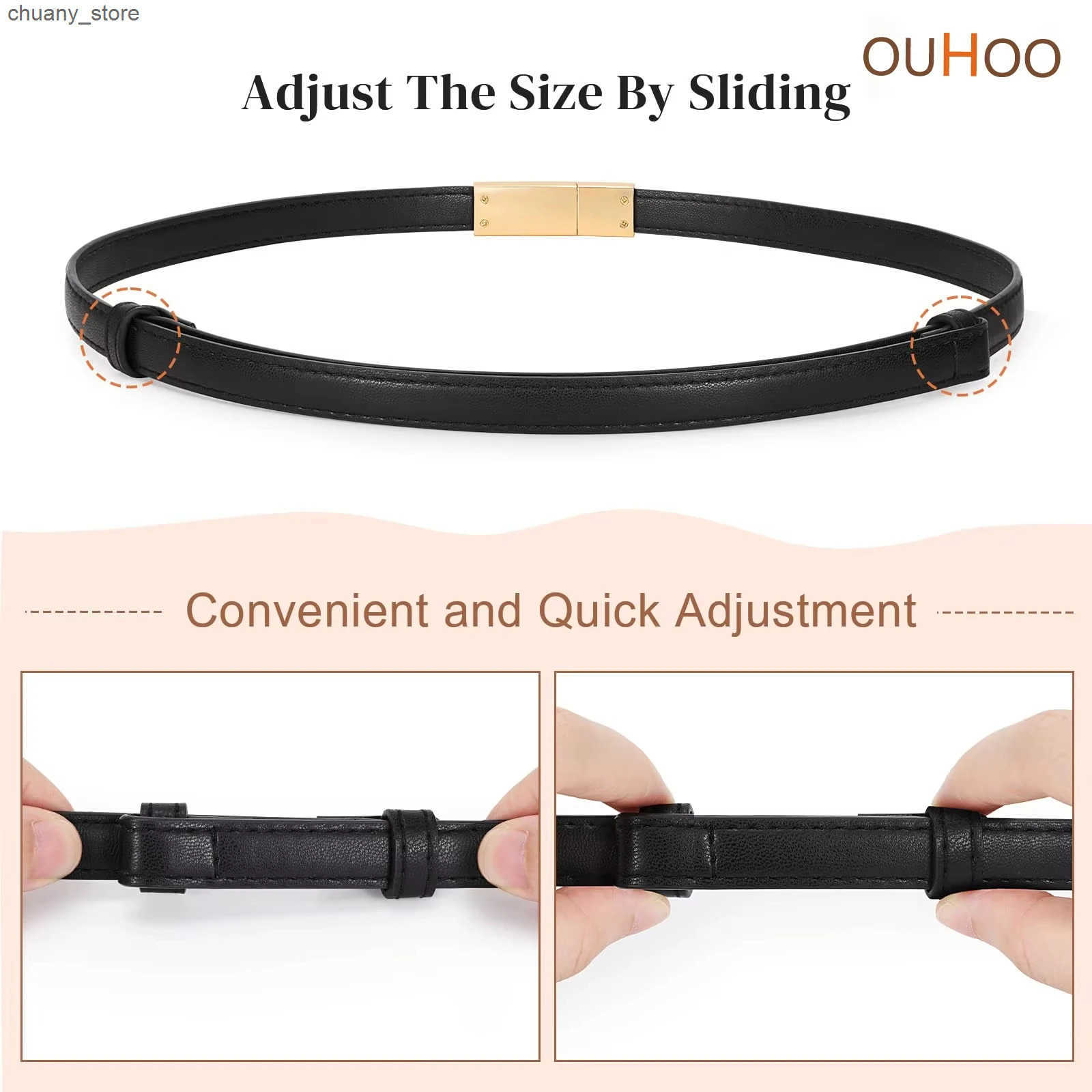 Womens Adjustable Multifunctional Leather Belt with Square Metal Buckle Casual Slim Design for Daily Wear z250602