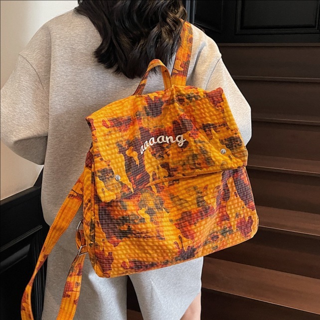 designer 2025 New Trendy Water-Dyed Fabric Camouflage Large Capacity Backpack for Women Lightweight Outdoor Letter Travel Backpack