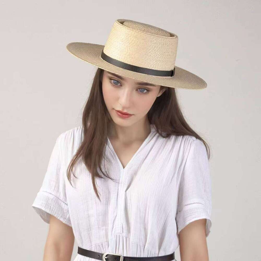 2025NEW SYHATS 100% Natural Palm Leaf Pork Pie With PU Belt Trim Unisex Wide Brim Summer Straw Hat OEM Available