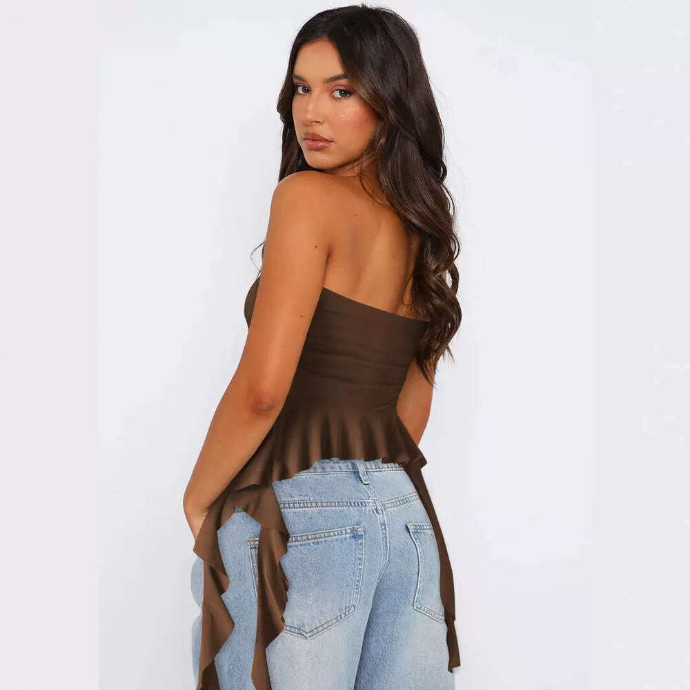 Y2K Clothing Slim Fit Girl BM High-End Sense Outerwear Fringe Sexy Tube Top Vest Women's Fashion 1062