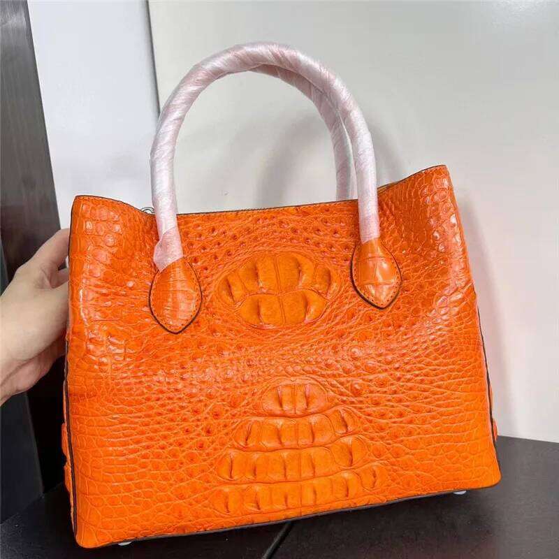 Genuine Crocodile Skin Women Skyblue Colorful Totes Female Handbag Exotic Real Alligator Leather Lady Single Cross Shoulder Bag