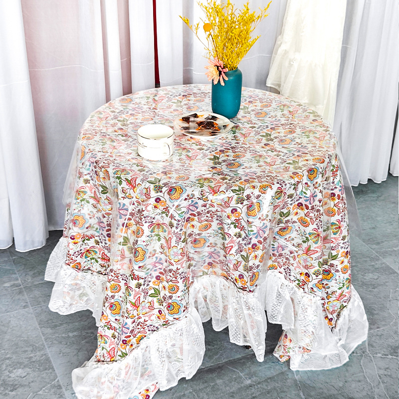 A620 light luxury tea table square tablecloth lace ruffle afternoon tea sun room sea view room pure cotton non-slip decorative cloth