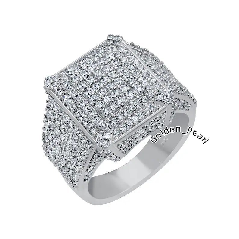 Moissanite Stone 925 Sterling Silver 18k Gold Plated Wedding Engagement Men Valentine Day Gift Fashion Jewelry Ring Wholesale