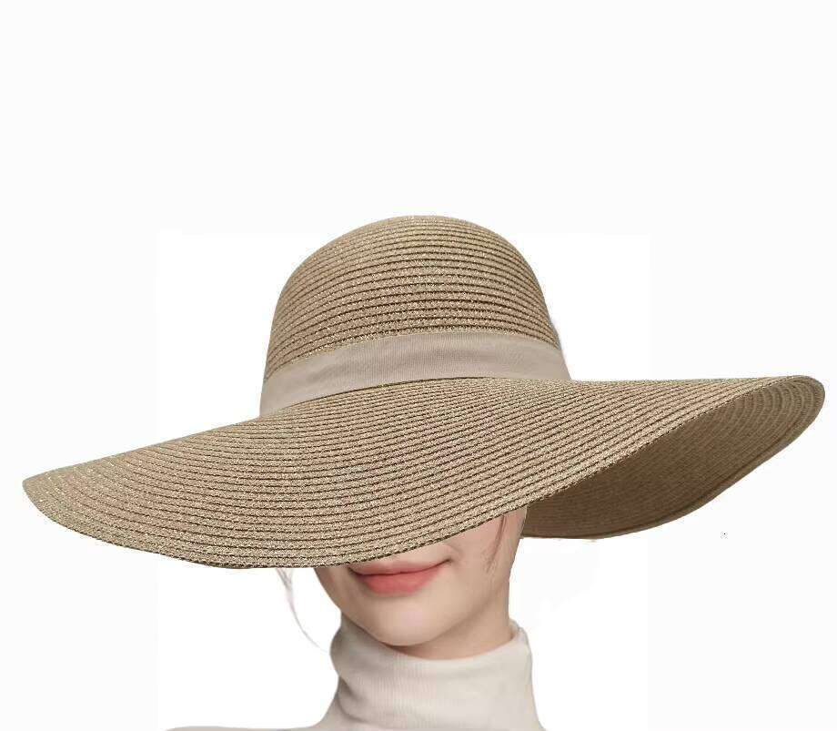 The New Belt Straw Women's Summer Travel Holiday Beach Sun Block Hat Big Cornice