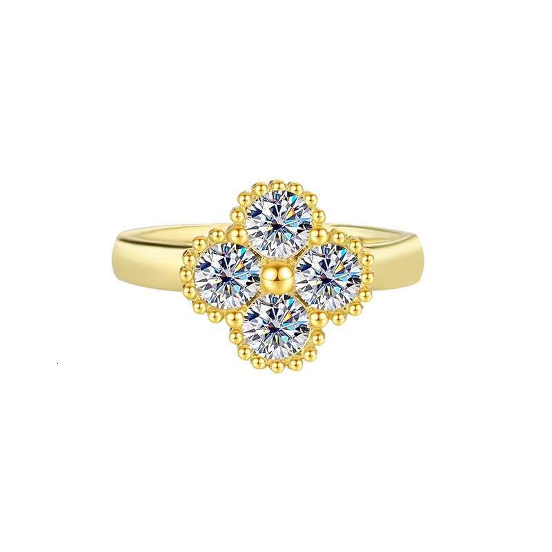 Wholesale Low Moq Trendy 4mm Moissanite Lucky Clover Ring Fine Jewelry Rings for Women Sparkling Sterling Silver Passes Diamond