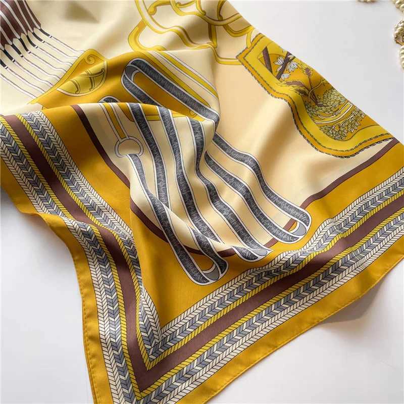Europe America Versatile Shawl Hijab Hairband Headband Neckerchief Shawl Bandanna 90X90cm Luxury Brand Flowers Print Silk Scarf W250602