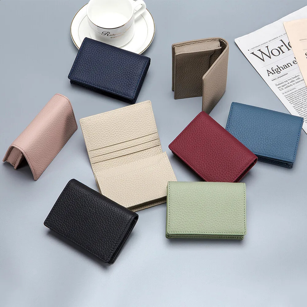Genuine Leather Women Wallet Card Holder Small Purse Large Capacity Men Women Bank Business Holder Wallet Case 250528