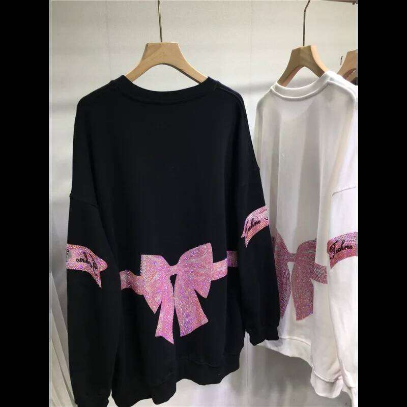 Plus Size Kawaii Bear Bow Tie Dias Stamping Sweet Cute Casual All-match Women's Sweatshirt Autumn Winter New Tops