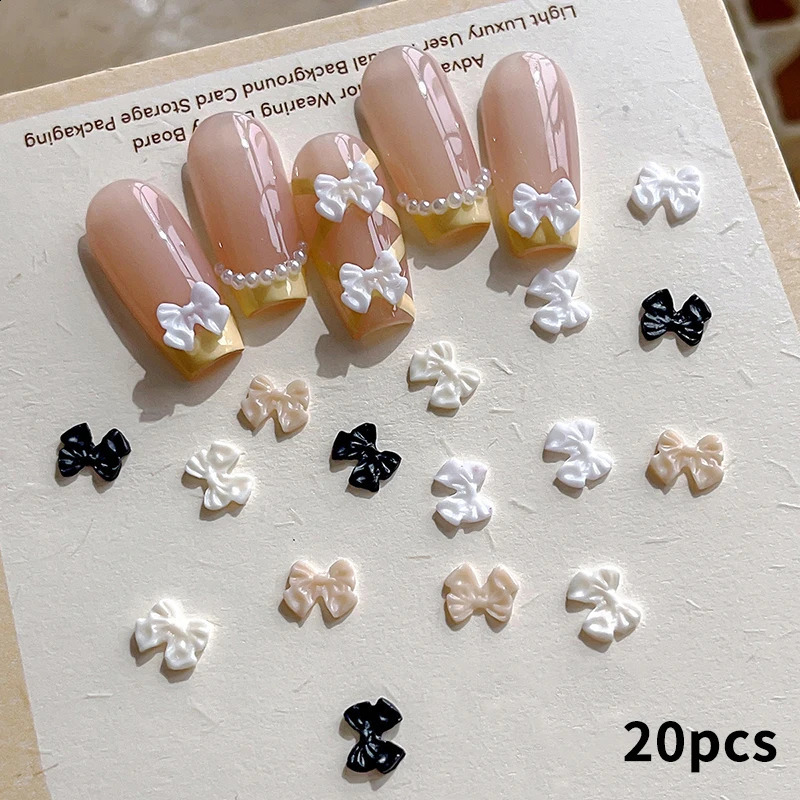 20PCS Bow Nail Charm 3D Resin Bowknot Flatback Nail Gems Nail Art Rhinestones Jewelries 250528