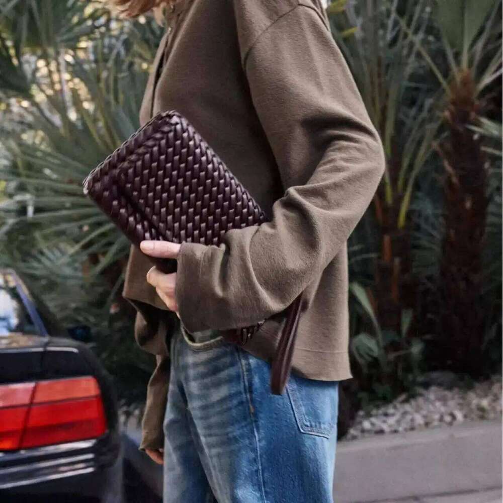 Designer Pu Leather Wowen Clutch For Women Vintage Flap Shoulder Crossbody Bags Trend Underarm Bag Lady Handbags 2025