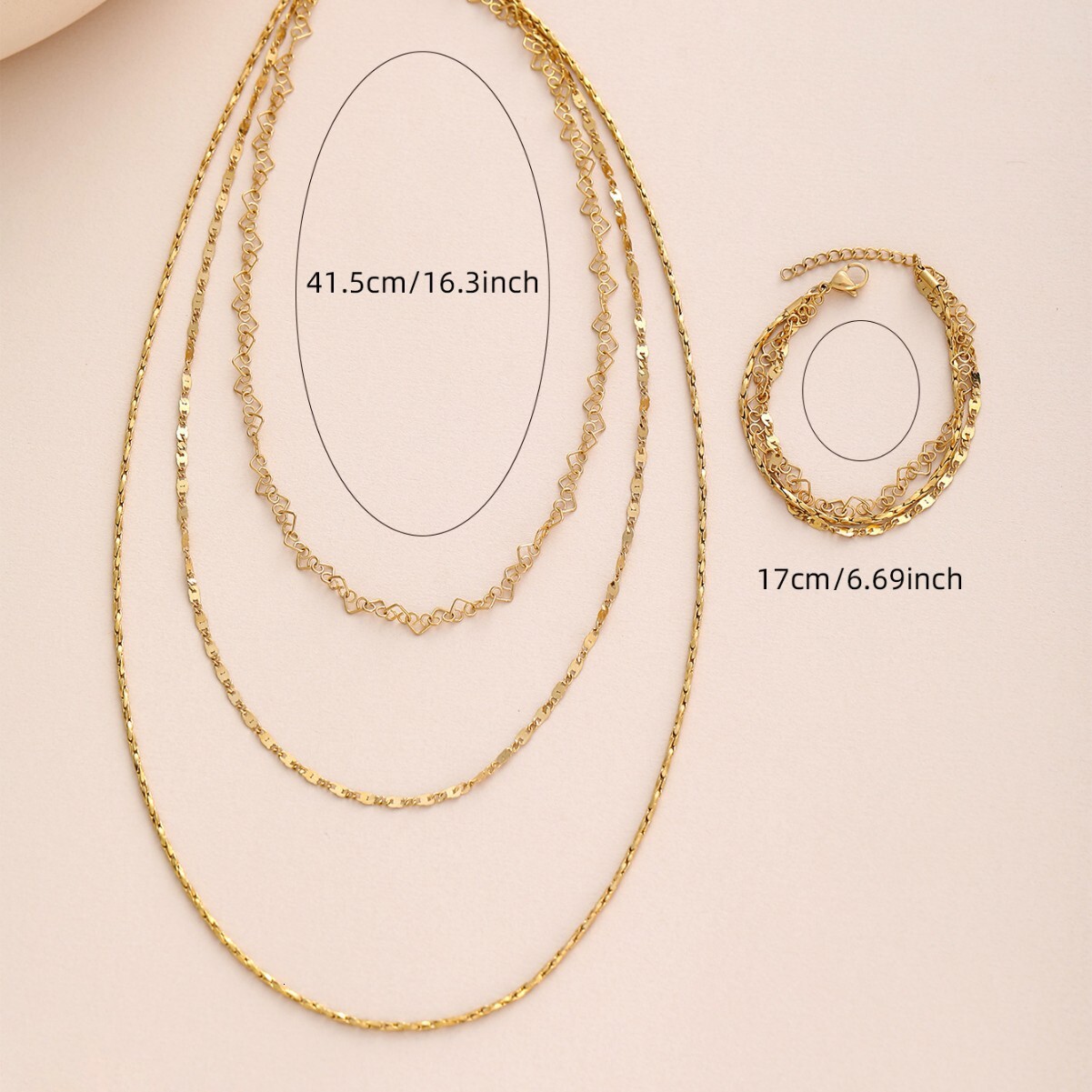 Style Gold-Plated Three-Layer Fashion Versatile Women's Titanium Steel Non-Fading Jewelry