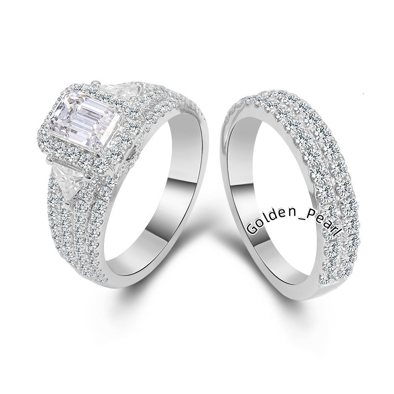 Moissanite Wedding Ring Set Diamond Women Luxury for Bridal Engagement Ring 925 Sterling Silver Gold Plated Womens Ring