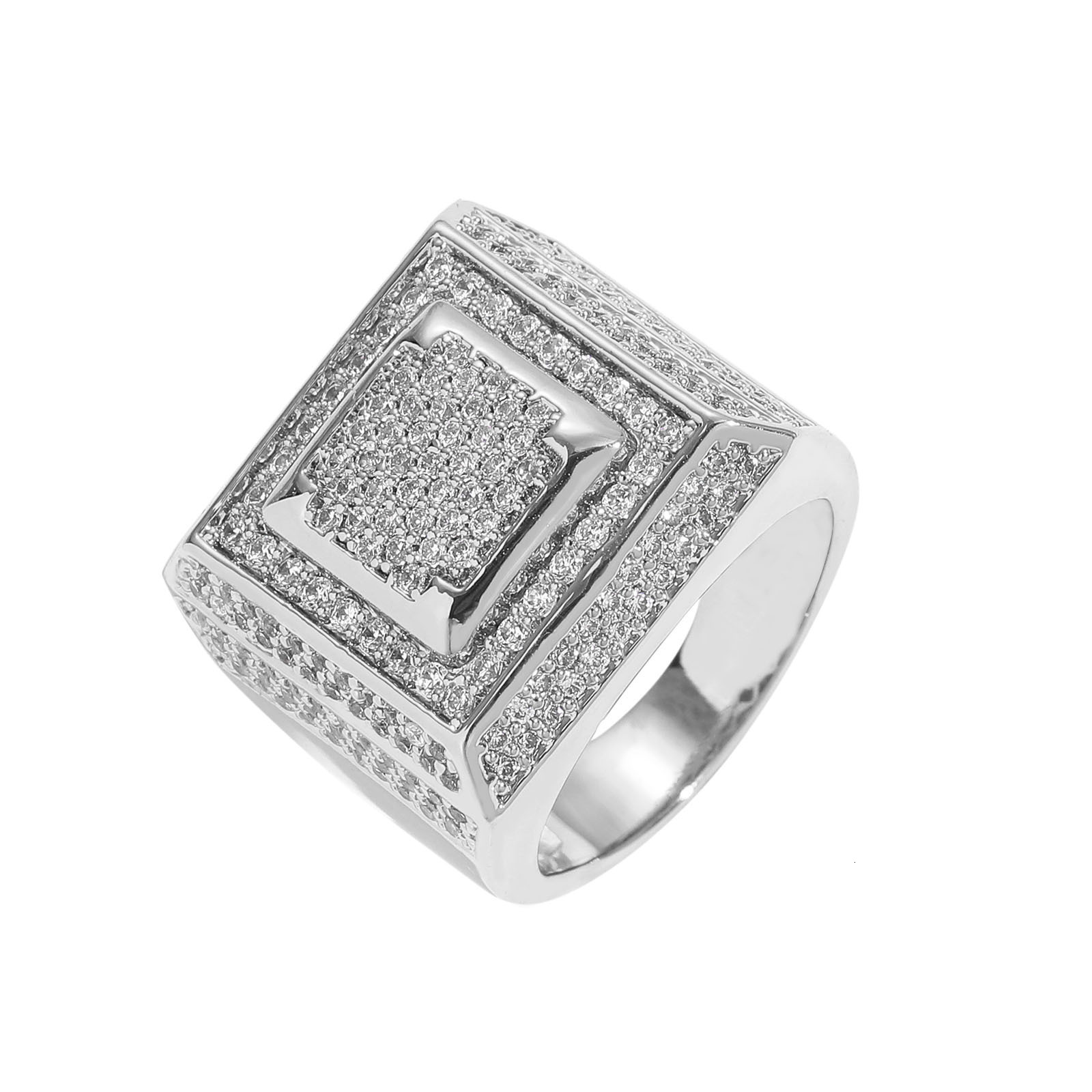 Hiphop Micro Set Moissanite Mens Ring Hiphop Square Ring Personalized Fashion Mens Accessories moissanite