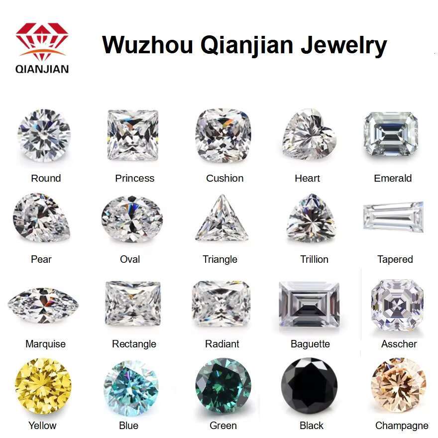 Qianjian Jewelry Wholesale VVS Moissanite Loose Stone Set for GRA Ring Earring Jewelry Making Similar to Diamonds Mossanite