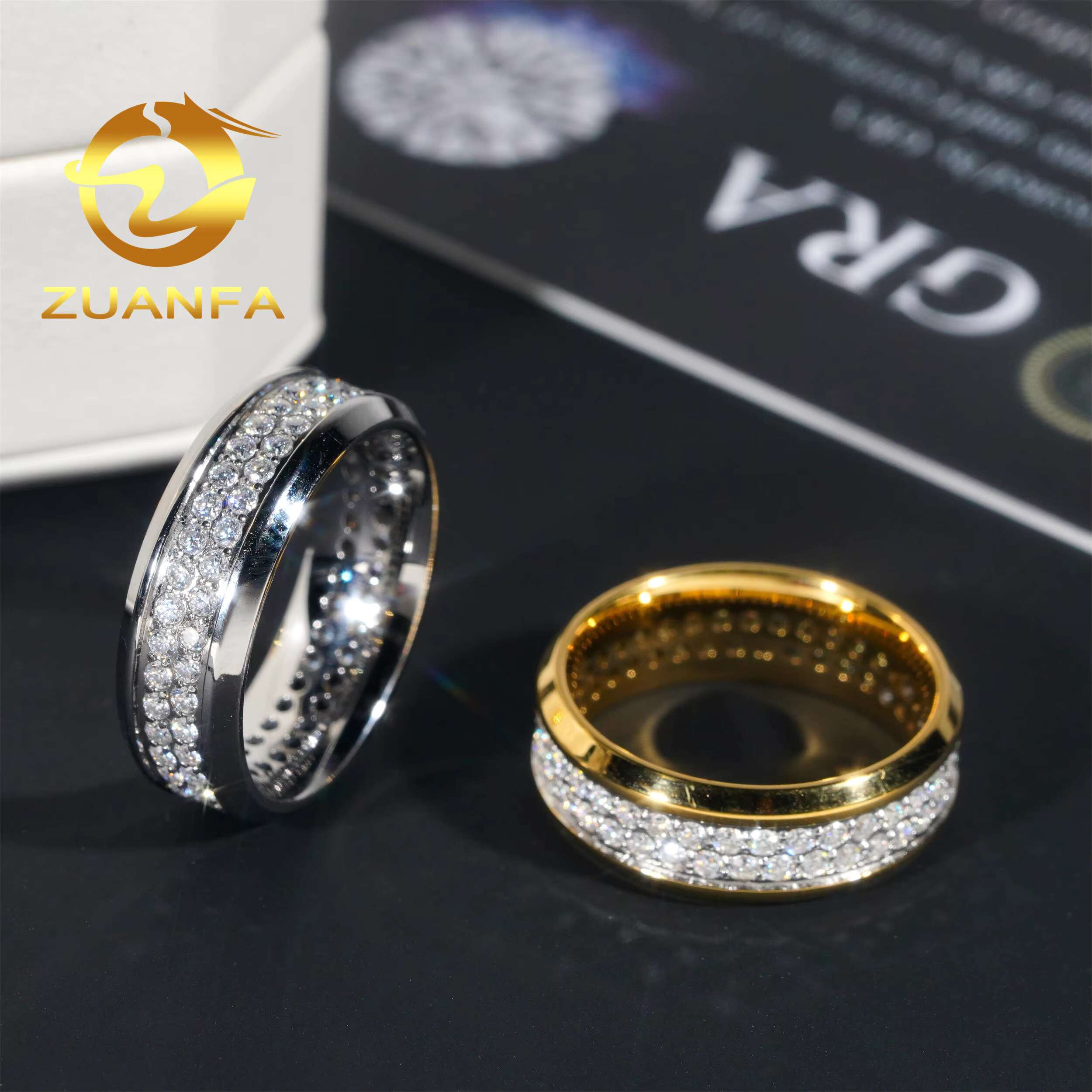 New Arrival Rapper Jewelry 316L Stainless Steel Hip Hop Ring Ice Out Moissanite Men Ring Cuban Ring Wedding Anniversary Gift