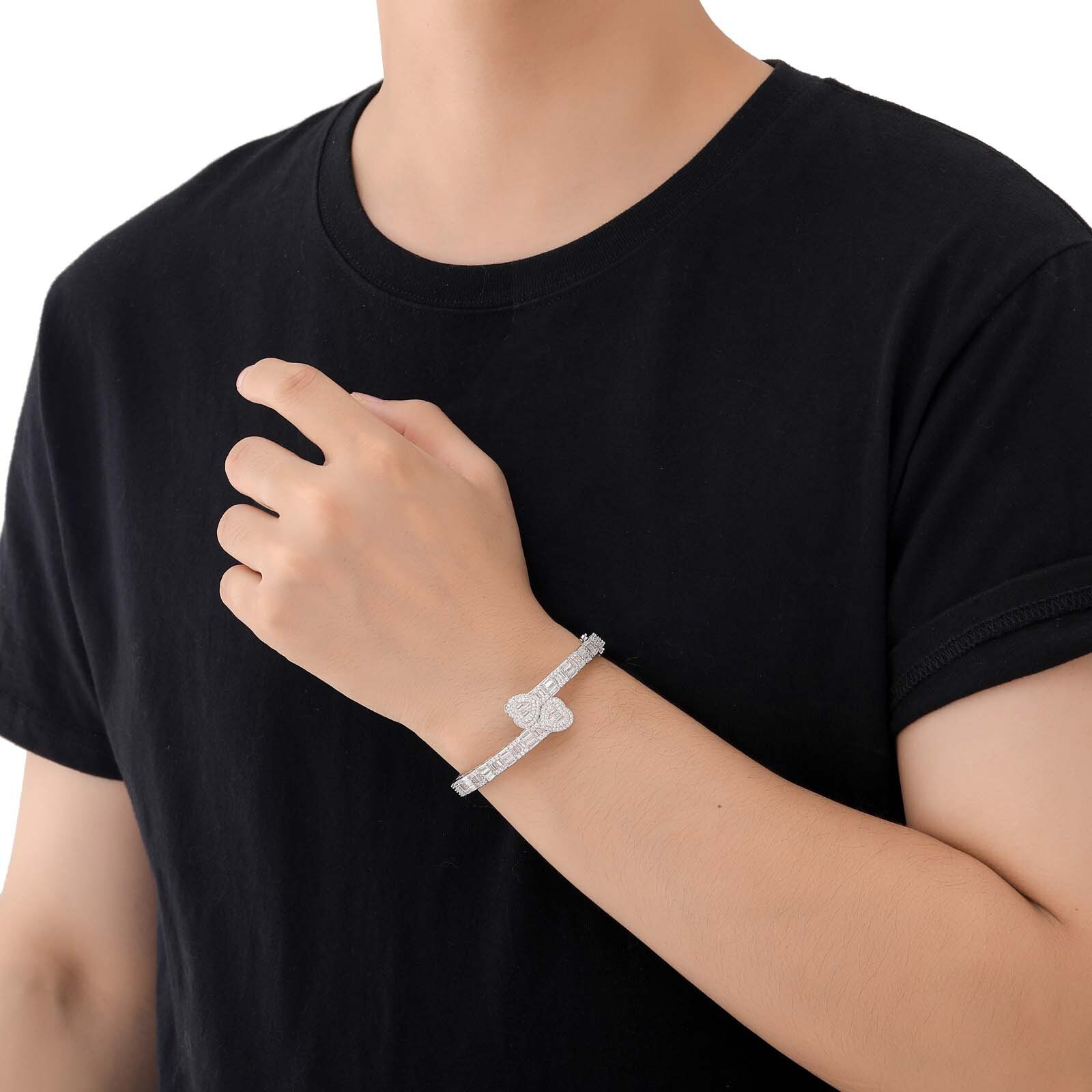 Hip Hop Love Bracelet Mens Hiphop Copper Set Moissanite Buckle Free Fashion Personalized Handwear moissanite