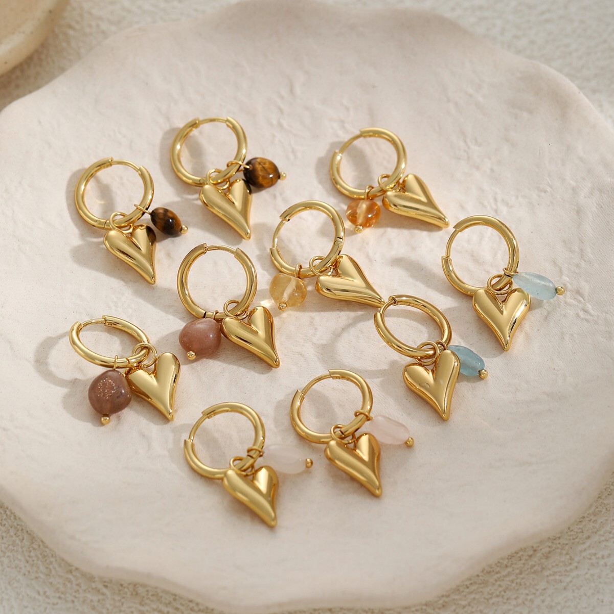 Stainless Simple Round Bead Snake Chain Jewelry Fashion Titanium Steel Non-Fading Sharp Mouth Heart Earrings Ear Studs