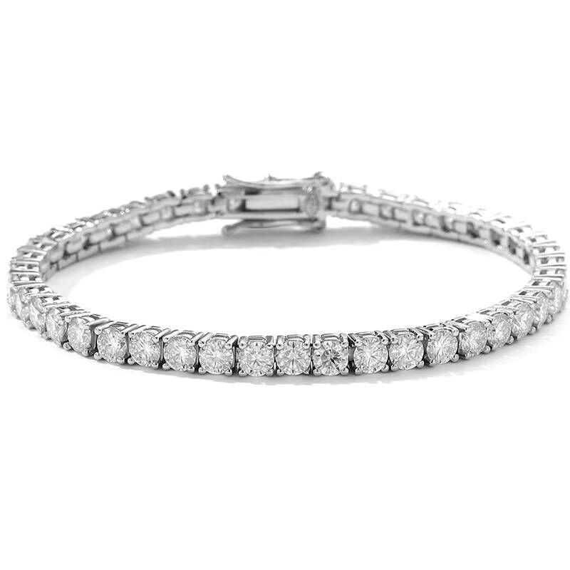 S Pure Sier Simple Elegant Tennis Quartz Bracelet 20 Points Single Row Full Fashion Jewelry